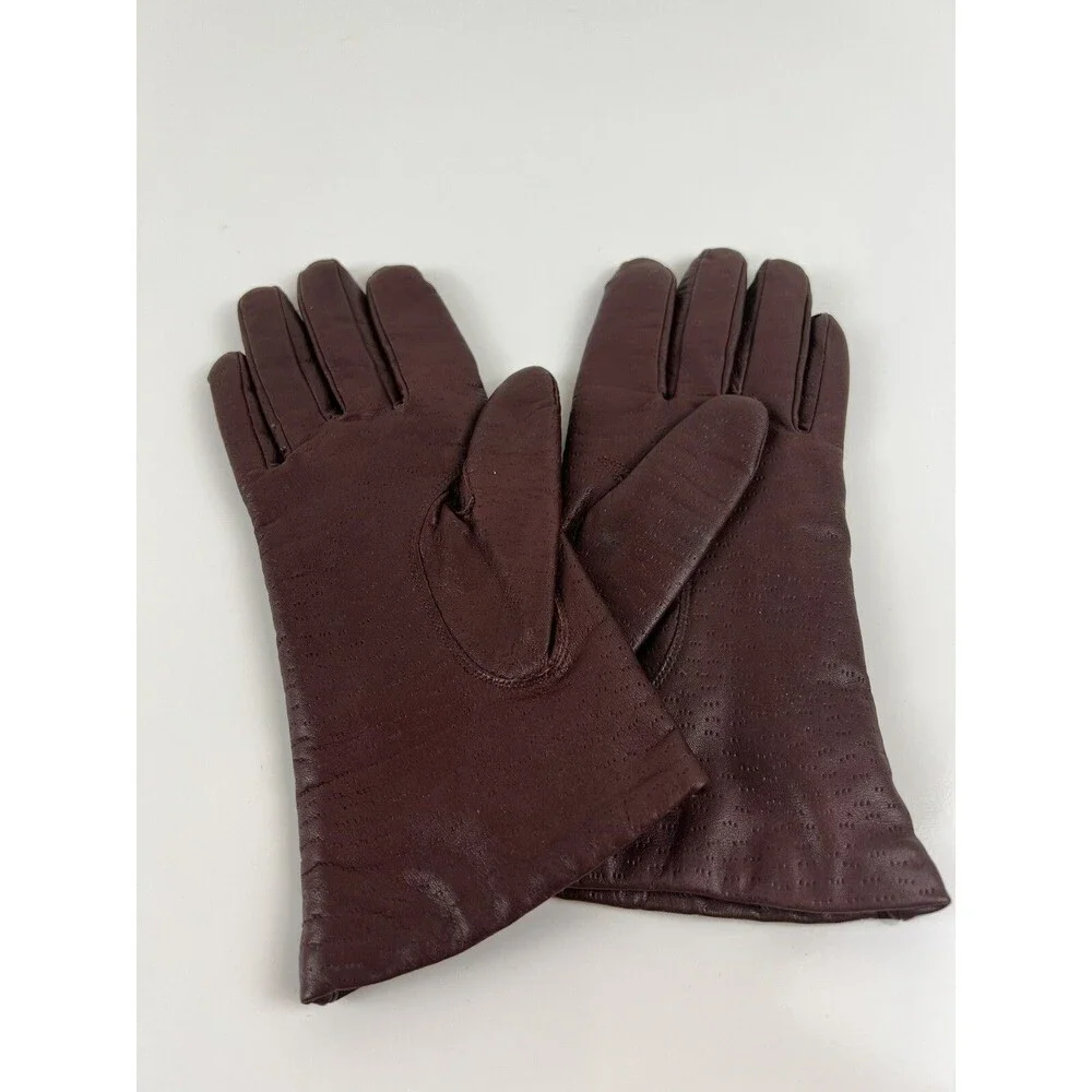 Vintage Van Raalte Gloves Maroon Red 100% Leather Driving Gloves Winter MCM sz M